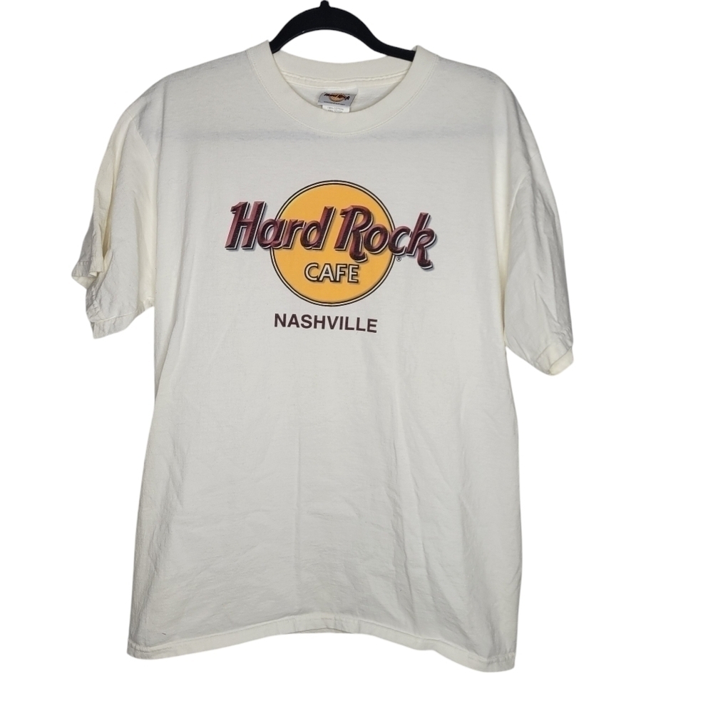 Vintage 90s Hard Rock Cafe Nashville Graphic T-Shirt in White Size Medium